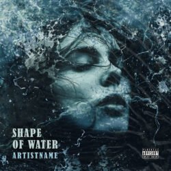 Shape Of Water premade world album cover art design - for Ambient, Dark Ambient Music - style Cinematic Style, Double Exposure - in Blue, Grey Color