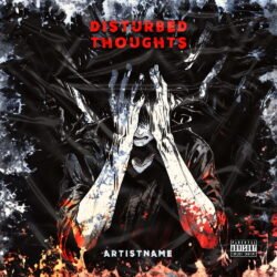 Disturbed Thoughts premade Alternative Emo album cover art - for Alternative Metal, Alternative Rock Music - style Anime, Dark Fantasy - in Red, Black Color