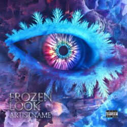 Frozen Look premade Cybertechno album cover art - for Electronic, Synth-Pop Music - style Surrealist, Cinematic Style - in Blue, Purple Color