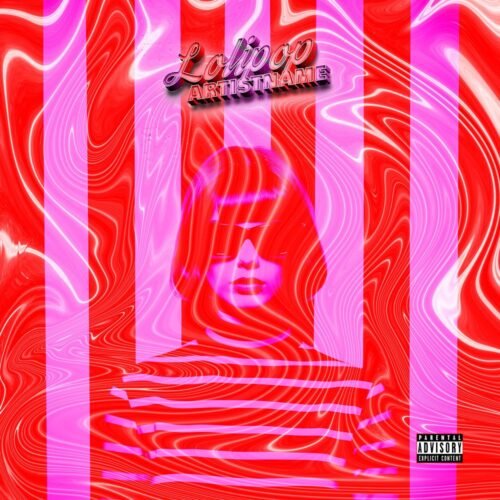 Lollipop premade dream pop cover art design - for Dance-Pop, Electropop Music - style Acid Graphics, Pop Art - in Red, Pink Color