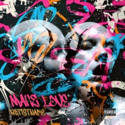 Make love premade alternative metal album cover art - for Hip-Hop, Pop Music - style Graffiti, Street Art - in Pink, Blue Color