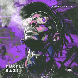 Purple Haze premade trap album cover art design - for Hip-Hop, Trap Music - style Illustrated, Graffiti - in Purple, Black Color