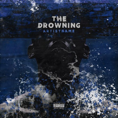 The Drowning premade groove metal album cover art design - for Alternative Hip-Hop, Dark Ambient Music - style Collage, Conceptual Art - in Blue, Black Color