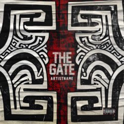 The Gate premade primitive motif album cover art design - for Alternative Metal, Black Metal Music - style Brutalism, Conceptual Art - in Red, Black Color
