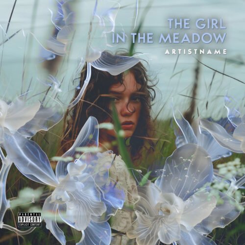 The Girl In The Meadow premade dream pop album cover art design - for Indie Pop, Dream Pop Music - style Photographic, Surrealist - in Blue, Green Color
