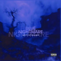 Blue Nightmare premade album cover art design - for Dark Ambient, Dark Pop Music - style Cinematic Style, Dark Surrealism - in Blue, Black Color