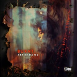 Burnt premade pop album cover art design - for Alternative Rock, Indie Rock Music - style Collage, Cinematic Style - in Red, Orange Color