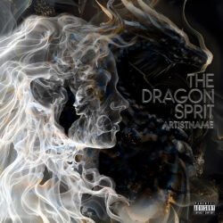 Dragon Spirits premade album cover art design - for Heavy Metal, Power Metal Music - style Dark Fantasy, Cinematic Style - in Black, White Color