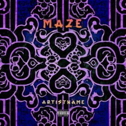 Maze premade primitive pattern cover art design - for Electronic, Experimental Music - style Abstract, Constructivism - in Blue, Purple Color