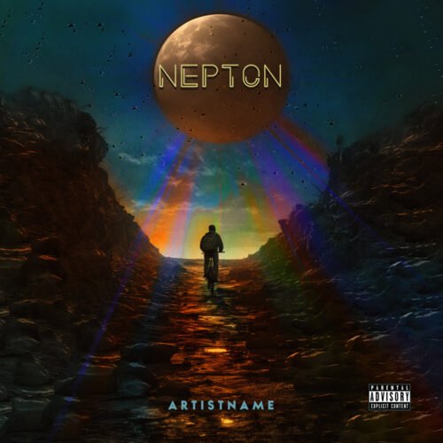 Nepton exclusive premade album cover art design - for Ambient, Electronic Music - style Cinematic Style, Conceptual Art - in Blue, Orange Color