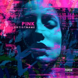 Pink premade popular album cover art design - for Hyperpop, Alternative Hip-Hop Music - style Glitch Art, Street Art - in Pink, Blue Color