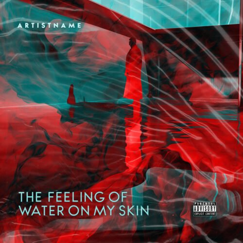 premade industrial album cover art design - for Alternative Hip-Hop, Ambient Music - style Abstract, Cinematic Style - in Red, Blue Color