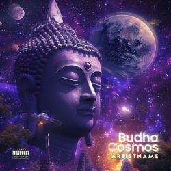 Buddha cosmos goa trance cover art design - for Ambient, Chillout Music - style Sci-Fi Style, Surrealist - in Purple, Blue Color