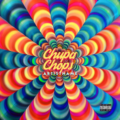 chupa chups premade jazz cover art design - for Psychedelic Rock, Synth-Pop Music - style Psychedelic Art, Geometric Art - in Red, Orange Color