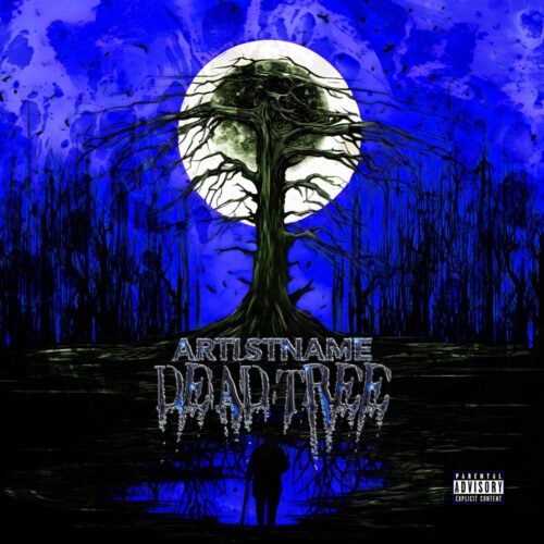dead tree premade album cover art design - for Alternative Metal, Black Metal Music - style Dark Fantasy, Dark Surrealism - in Blue, Black Color