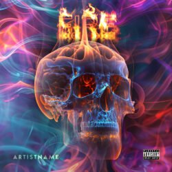 fire album cover art design - for Hip-Hop, Trap Music - style Surrealist, Cinematic Style - in Red, Orange Color