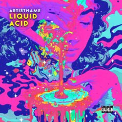 Liquid acid psychedelic cover art design - for Electronic, Hyperpop Music - style Acid Graphics, Illustrated - in Blue, Pink Color