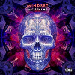 skull cover art design - for Hip-Hop, Phonk Music - style Abstract, Dark Fantasy - in Blue, Purple Color