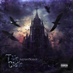 The castle gothic cover art design - for Gothic Metal, Black Metal Music - style Dark Fantasy, Gothic Art - in Purple, Blue Color