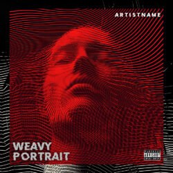 wavy portrait album cover art - for Alternative Hip-Hop, Cloud Rap Music - style Glitch Art, Line Art - in Red, Black Color