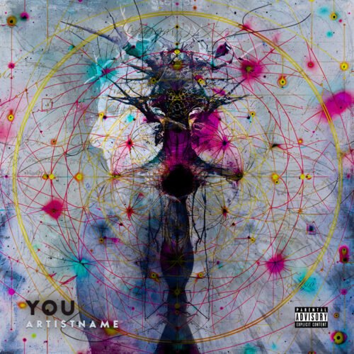 you abstract album cover art design - for Alternative Rock, Ambient Music - style Abstract, Conceptual Art - in Pink, Yellow Color