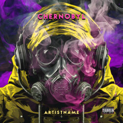 Chornobyl Disaster Cover Art Design - For Hip-Hop, Trap Music - Style Illustrated, Cyberpunk - In Yellow, Purple Color
