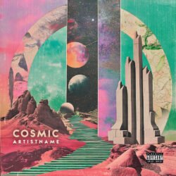 Cosmic art deco collage cover art design