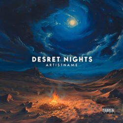 desert nights album cover art - for Ambient, Chillout Music - style Cinematic Style - in Blue, Orange Color