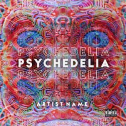 psychedelia premade album cover art design - for Psychedelic Rock, Psychedelic Pop Music - style Maximalist, Psychedelic Art - in Red, Orange Color