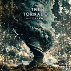 tornado album cover art design - for Alternative Metal, Dark Ambient Music - style Cinematic Style, Dark Fantasy - in Black, Grey Color