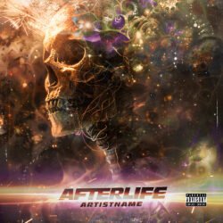 Afterlife heavy metal cover art design - for Heavy Metal, Death Metal Music - style Dark Fantasy, Dark Surrealism - in Orange, Yellow Color