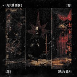 Crystal Palace dark death metal album cover art design - for Black Metal, Dark Ambient Music - style Dark Fantasy, Gothic Art - in Red, Black Color