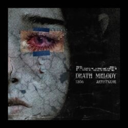Death Melody elf gothic cover art design - for Darkwave, Post-Punk Music - style Collage, Dark Surrealism - in Red, Black Color