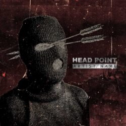 Head Point face mask album cover art design - for Alternative Metal, Dark Ambient Music - style Collage, Screen Printing - in Red, Black Color