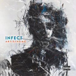 Infect premade Marilyn Manson abstract cover art design - for Alternative Rock, Dark Ambient Music - style Abstract, Action Painting - in Black, Grey Color