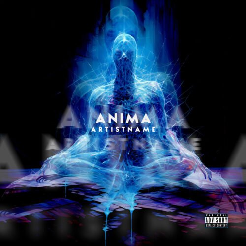 Anima EDM cover art design - for Ambient, Dark Ambient Music - style Abstract, Conceptual Art - in Blue, Purple Color