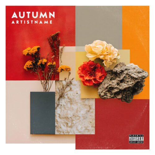 autumn moodboard cover art design - for Alternative Rock, Ambient Music - style Collage, Conceptual Art - in Red, Orange Color
