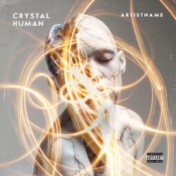 Crystal Human Premade Mysterious Cover Art - For Ambient, Dark Ambient Music - Style Abstract, Biopunk - In Orange, Yellow Color
