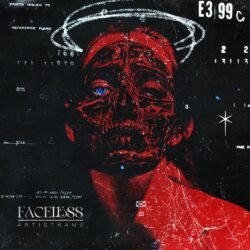 Faceless premade creepy cover art - for Alternative Metal, Dark Electro Music - style Acid Graphics, Collage - in Red, Blue Color