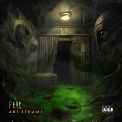 Fear horror surreal cover art - for Dark Ambient, Doom Metal Music - style Dark Fantasy, Dark Surrealism - in Green, Black Color