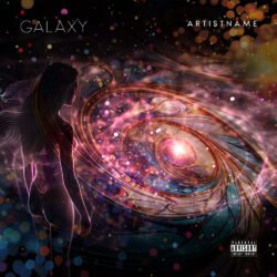 Galaxy premade album cover art design - for Ambient, Chillout Music - style Abstract, Cinematic Style - in Pink, Purple Color