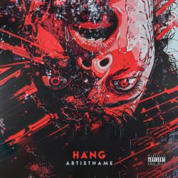 Hang brutal death metal cover art design - for Alternative Metal, Black Metal Music - style Abstract, Acid Graphics - in Red, Black Color
