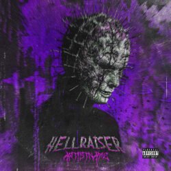 Hellraiser Pinhead Cover Art - for Death Metal, Black Metal Music - style Dark Fantasy, Dark Surrealism - in Purple, Black Color