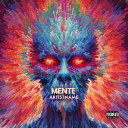 Mentee premade DMT cover art - for Alternative Metal, Dark Electro Music - style Abstract, Geometric Art - in Red, Blue Color