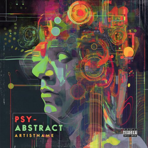 Psy-Abstract cover art design - for Ambient, Bass Music Music - style Abstract, Acid Graphics - in Red, Yellow Color