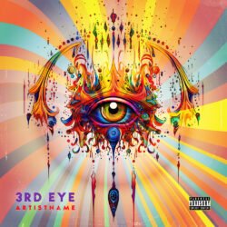 3rd Eye premade cover art design - for Psychedelic Rock, Psychedelic Pop Music - style Psychedelic Art, Surrealist - in Red, Orange Color