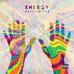 Energy premade cover art design - for Alternative Rock, Electronic Music - style Abstract, Line Art - in Red, Orange Color