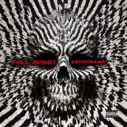 Fall apart skull cover art - for Alternative Metal, Aggrotech Music - style Abstract, Brutalism - in Red, Black Color