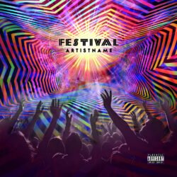 Festival premade cover art design - for EDM, Dance-Pop Music - style Psychedelic Art, Geometric Art - in Red, Yellow Color