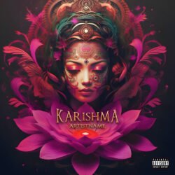 Karishma psychedelic goa trance cover art - for World Music, Ambient Music - style Surrealist, Maximalist - in Pink, Red Color